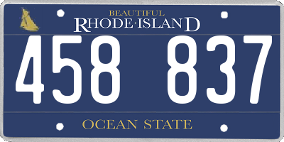 RI license plate 458837