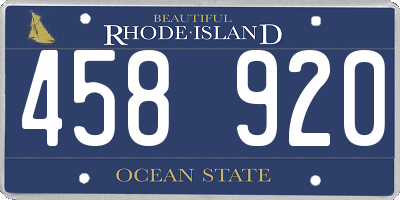 RI license plate 458920