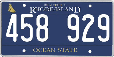 RI license plate 458929