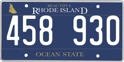 RI license plate 458930