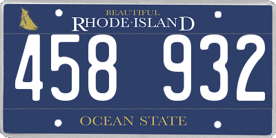 RI license plate 458932