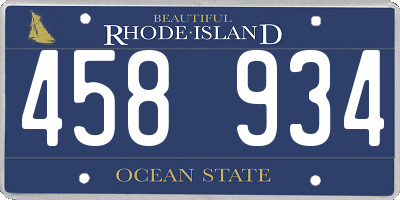 RI license plate 458934