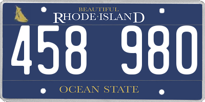 RI license plate 458980