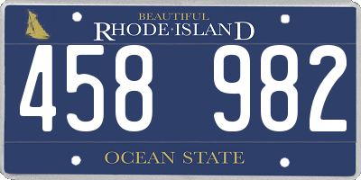 RI license plate 458982