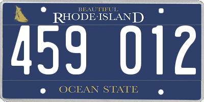 RI license plate 459012