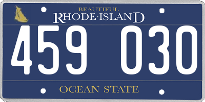 RI license plate 459030