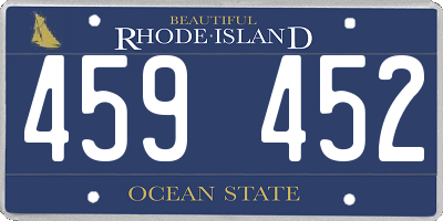 RI license plate 459452
