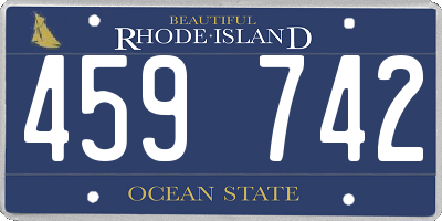 RI license plate 459742