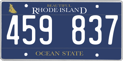 RI license plate 459837
