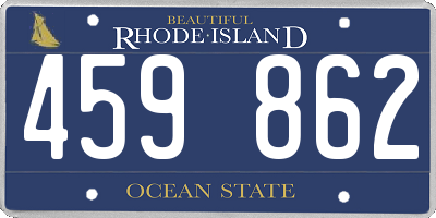 RI license plate 459862