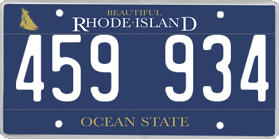 RI license plate 459934
