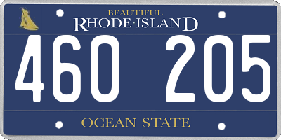 RI license plate 460205