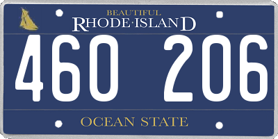 RI license plate 460206