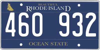RI license plate 460932