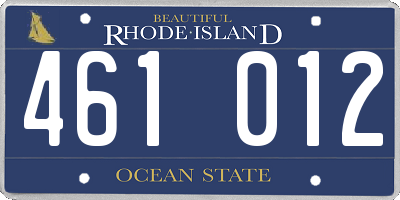 RI license plate 461012