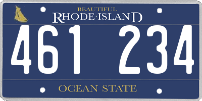 RI license plate 461234