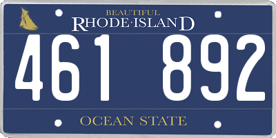 RI license plate 461892