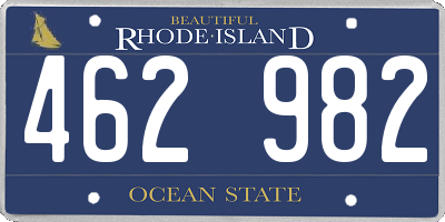 RI license plate 462982