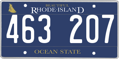 RI license plate 463207