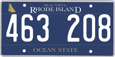RI license plate 463208