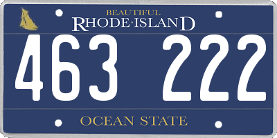 RI license plate 463222