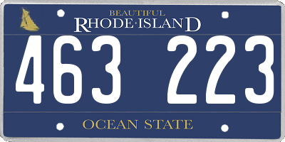 RI license plate 463223