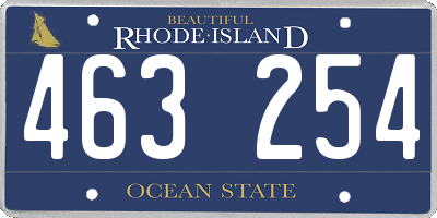 RI license plate 463254