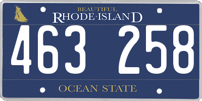 RI license plate 463258