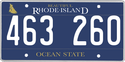 RI license plate 463260