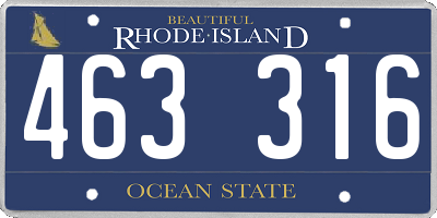 RI license plate 463316