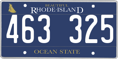 RI license plate 463325