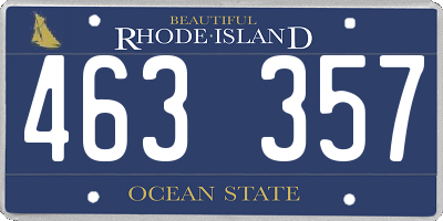 RI license plate 463357