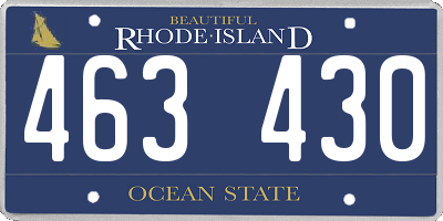 RI license plate 463430