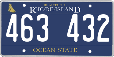 RI license plate 463432