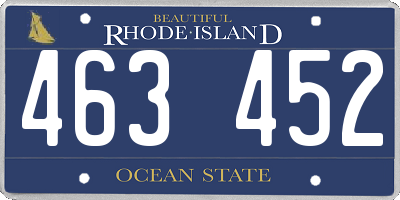 RI license plate 463452