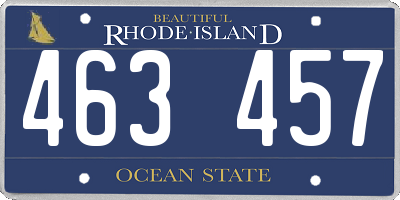 RI license plate 463457