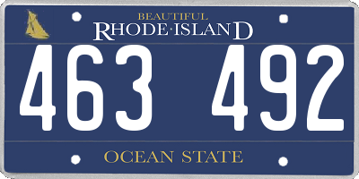 RI license plate 463492