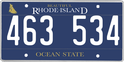 RI license plate 463534
