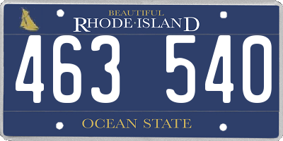 RI license plate 463540