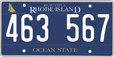 RI license plate 463567