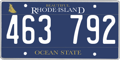 RI license plate 463792