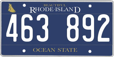 RI license plate 463892