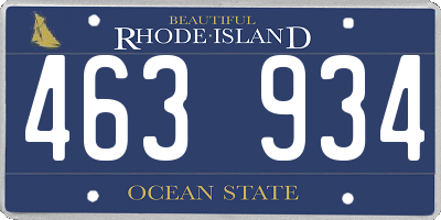 RI license plate 463934