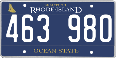 RI license plate 463980