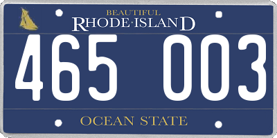 RI license plate 465003
