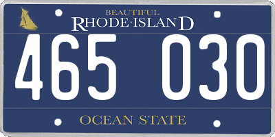 RI license plate 465030