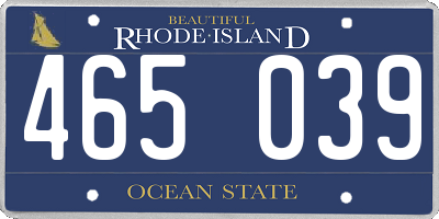 RI license plate 465039