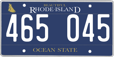 RI license plate 465045