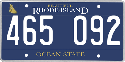 RI license plate 465092