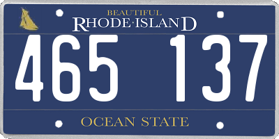 RI license plate 465137